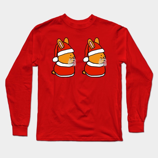 Cute Santa Bunny Rabbit Pair Long Sleeve T-Shirt by ellenhenryart